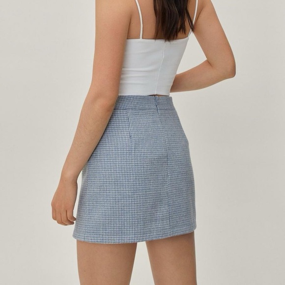 NWT Nasty Gal Women sz 6 Wool Blend Check Tailored Mini Skirt - Picture 2 of 10